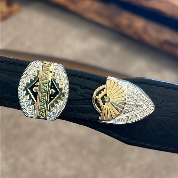 Black, Silver and Gold Western Belt - Picture 3 of 5
